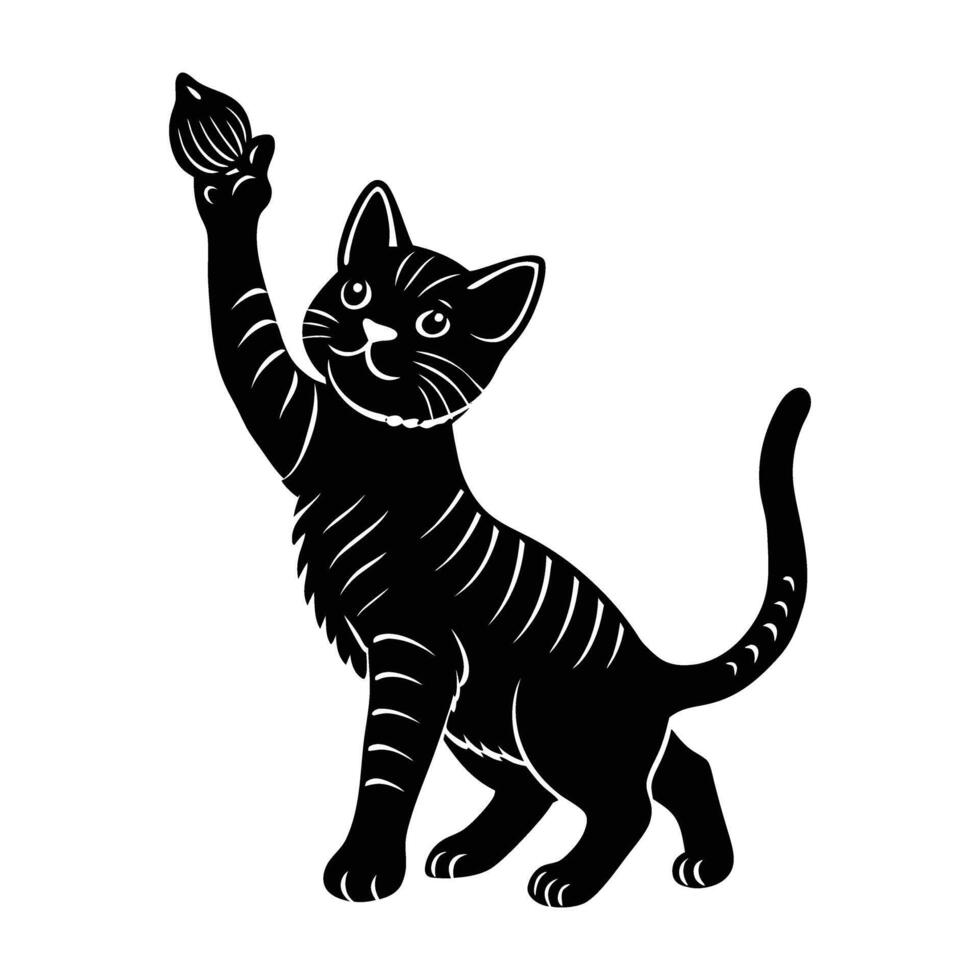 Curious Kitten Standing on Tiptoes, Reaching Out for Something New vector