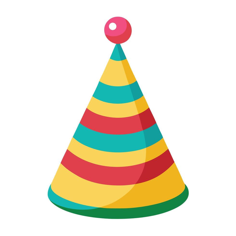 A party hat with colorful stripes on a white background vector