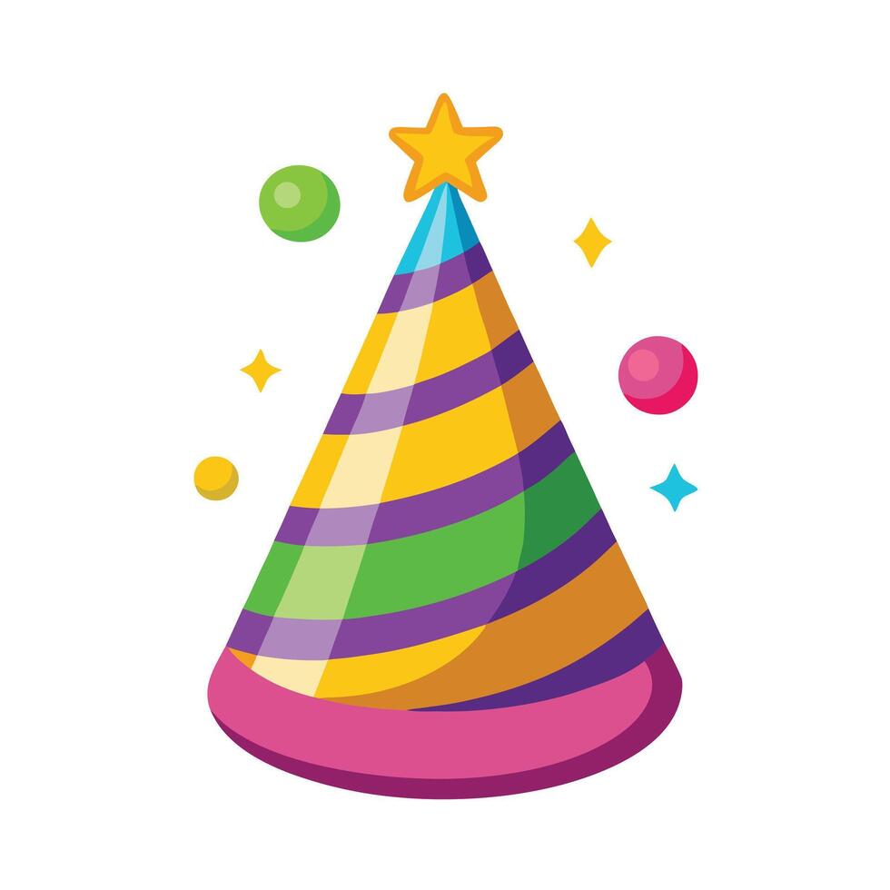 Elegant Colorful Party Hat Icon and Isolated Background vector