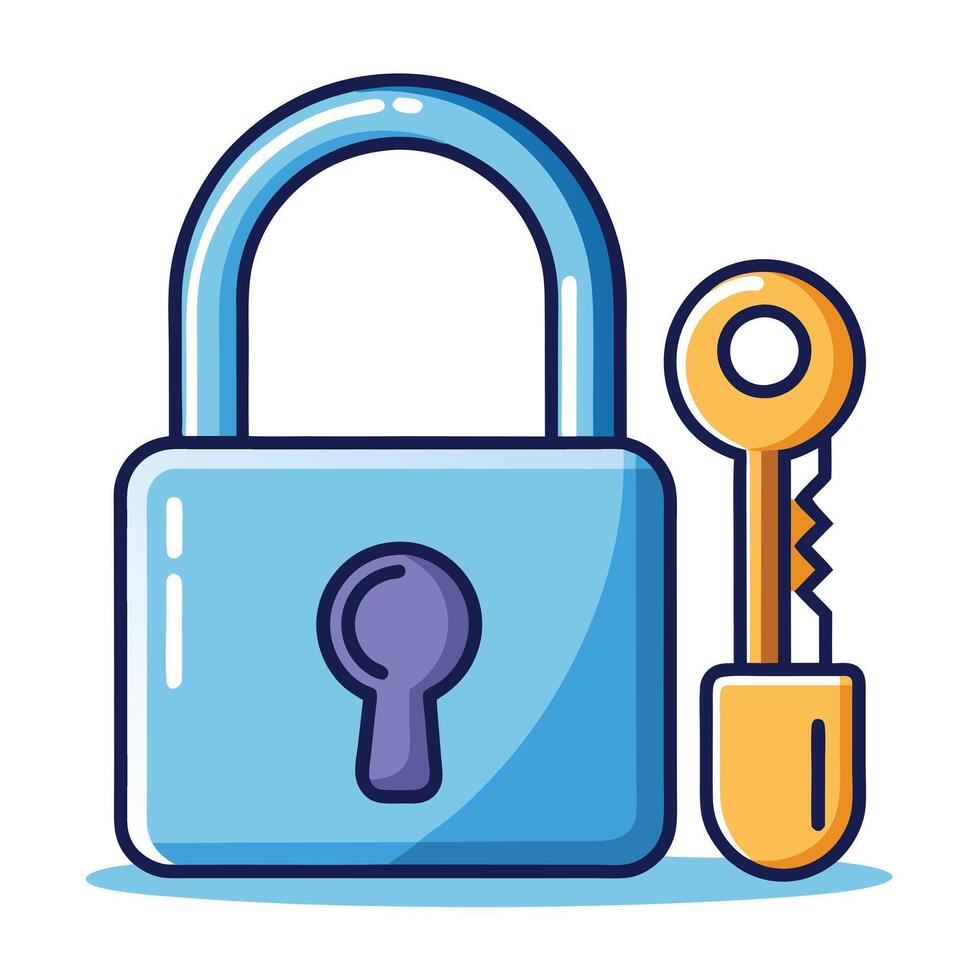 Elegant Padlock Icon with a Key and Isolated Background vector