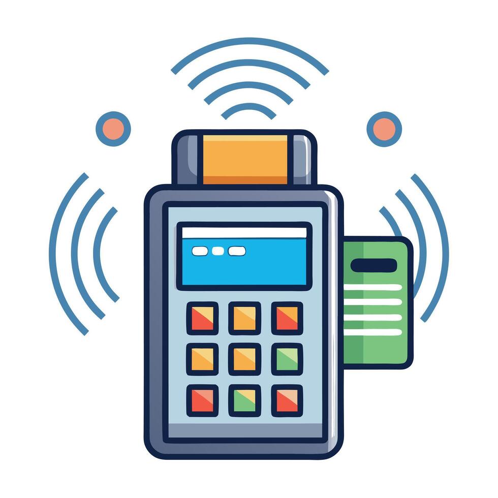 Modern Payment Terminal Icon with Digital Elements and Isolated Background vector