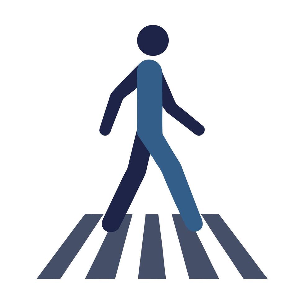 Modern Person Icon Walking on a Crosswalk and Isolated Background vector