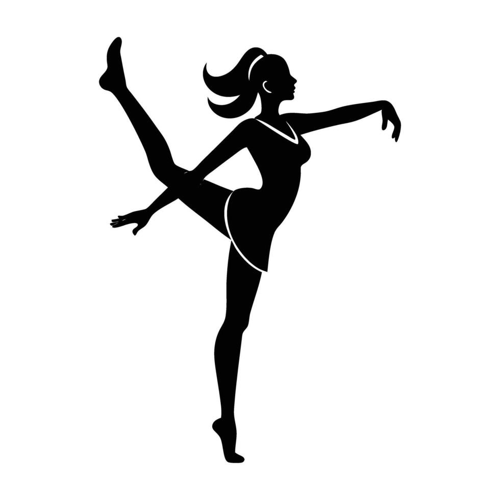 Energetic Jazz Dancer Kicking One Leg High with Graceful Arms vector