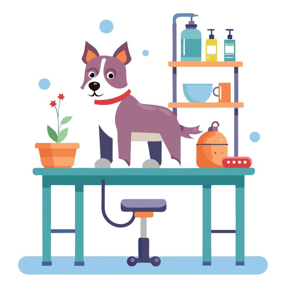 Elegant Dog Icon in a Grooming Station and Isolated Background vector