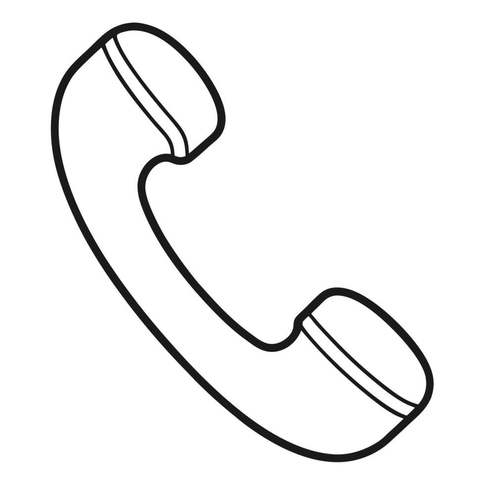 Clean Outline of a Phone Receiver Icon and Isolated Background vector