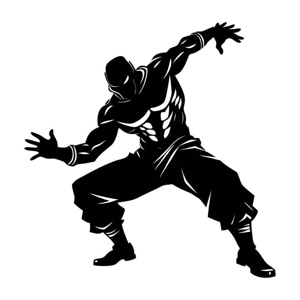 Aggressive Krump Dancer Exhibiting a Dynamic Powerful and Bold Stance vector