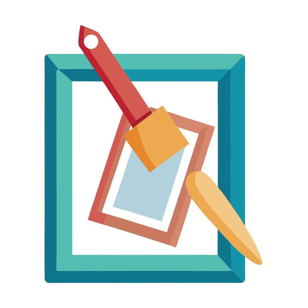 Elegant Photo Frame Icon with a Paintbrush and Isolated Background vector