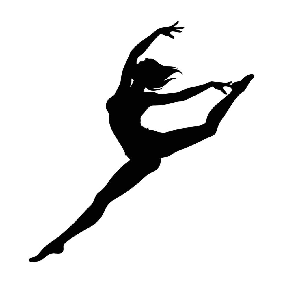 Modern contemporary dancer leaping boldly in a fluid clear silhouette vector
