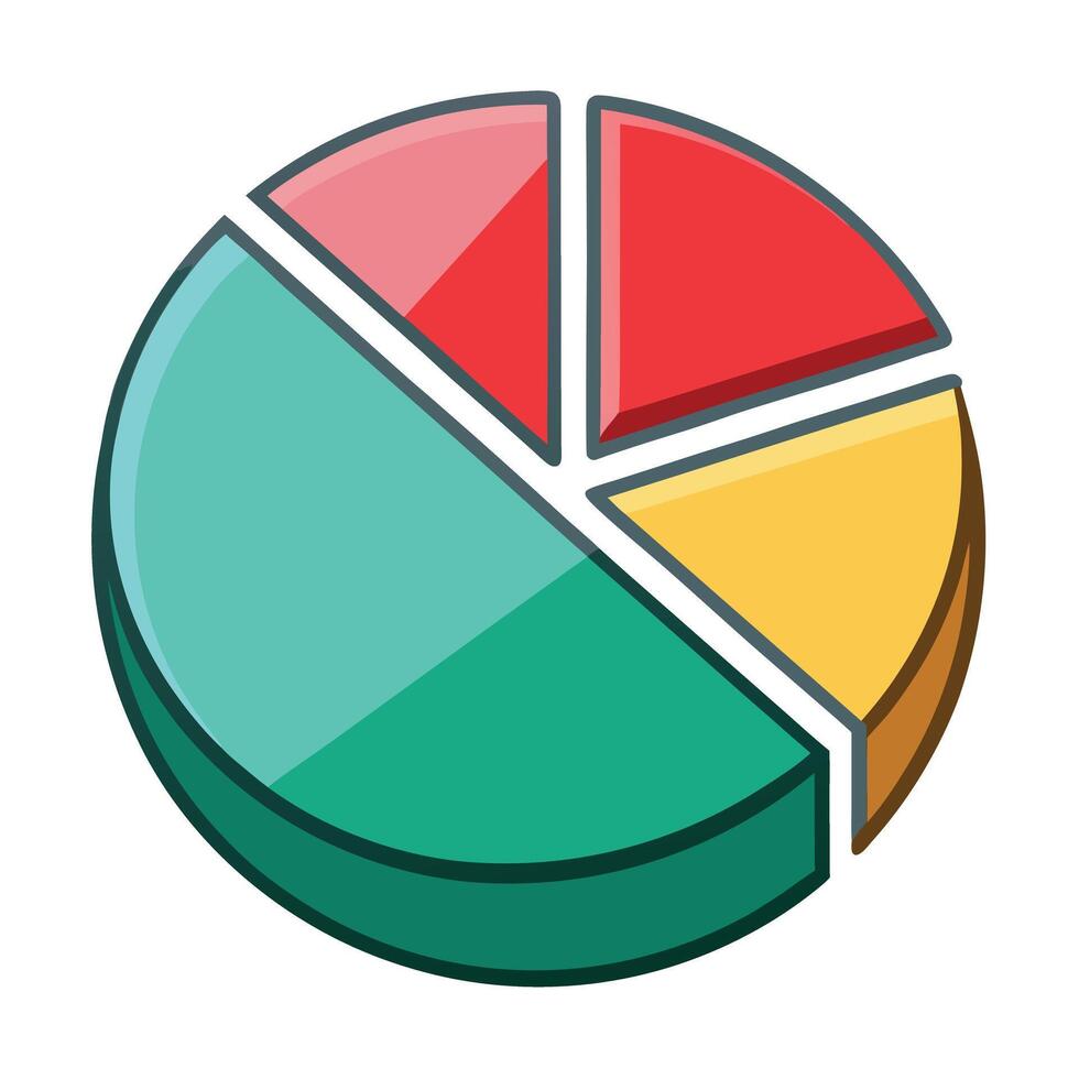 A pie chart icon with a red, green and yellow section vector