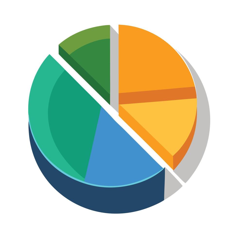 Elegant Pie Chart Icon with Segmented Data and Isolated Background vector