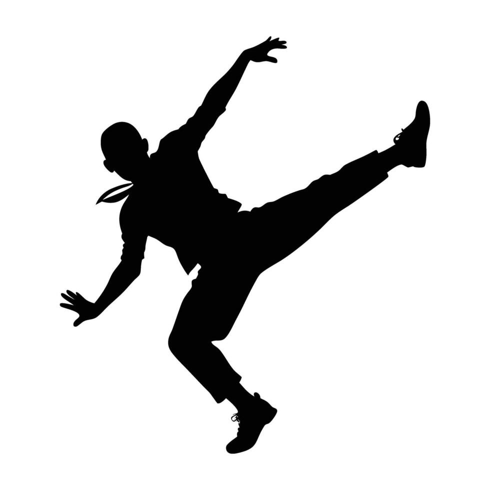 Street dancer frozen in mid air pose showcasing dynamic urban athleticism vector