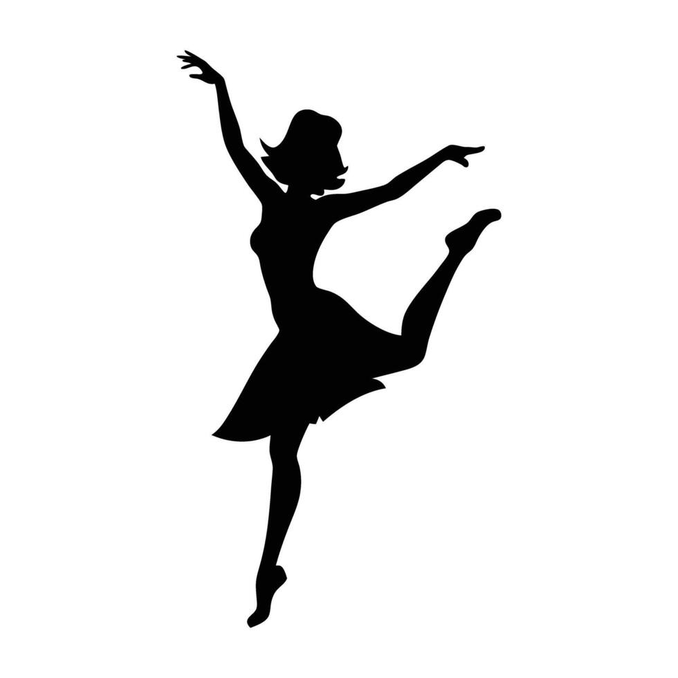 Swing Dancer in Mid-Spin with One Foot Lifted Gracefully in Motion vector