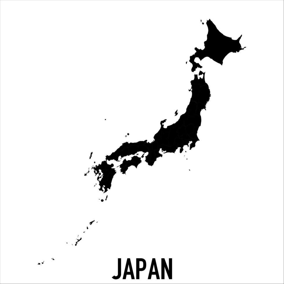 Japan Map - black World Map International template with High detailed isolated on white background vector