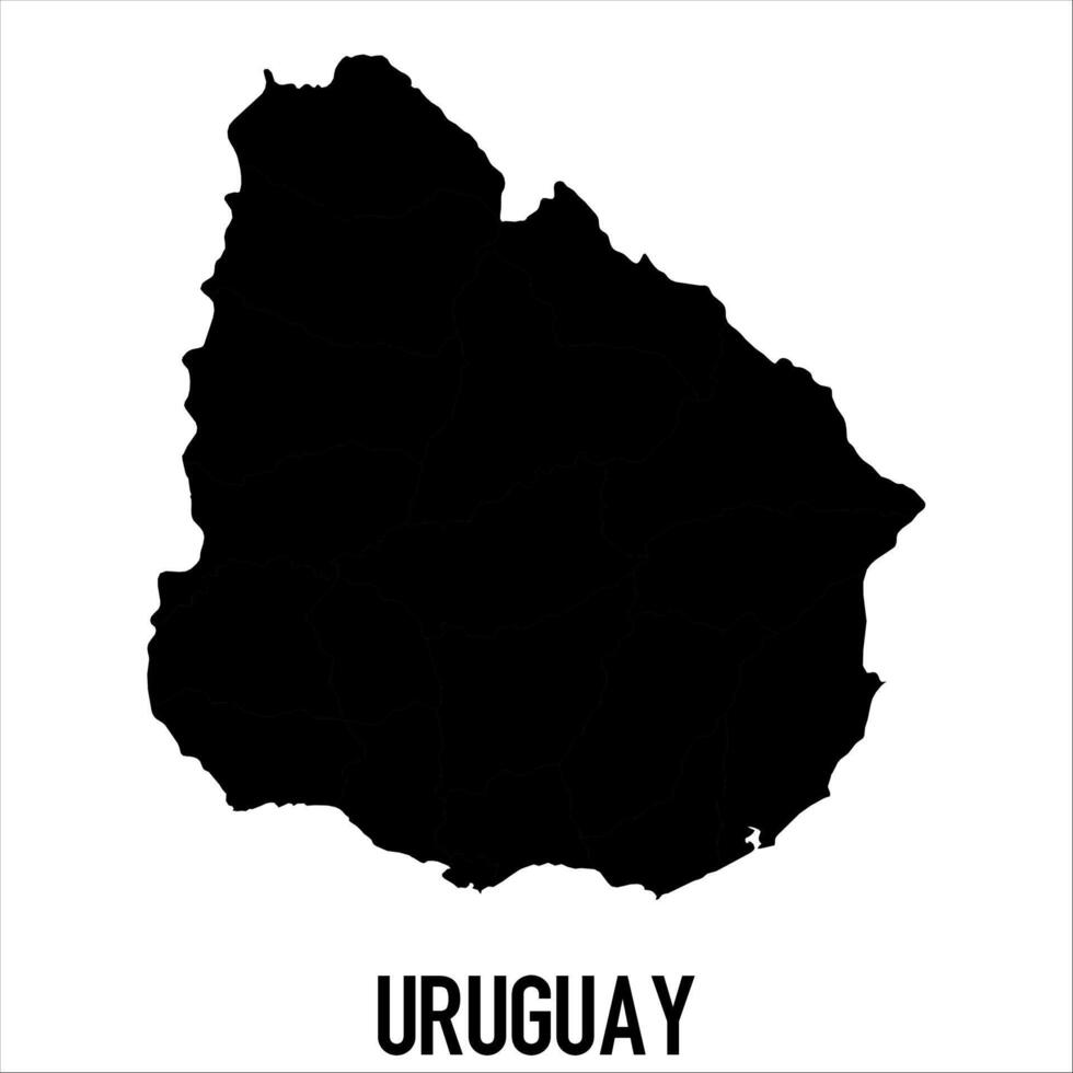 Uruguay Map - black World Map International template with High detailed isolated on white background vector