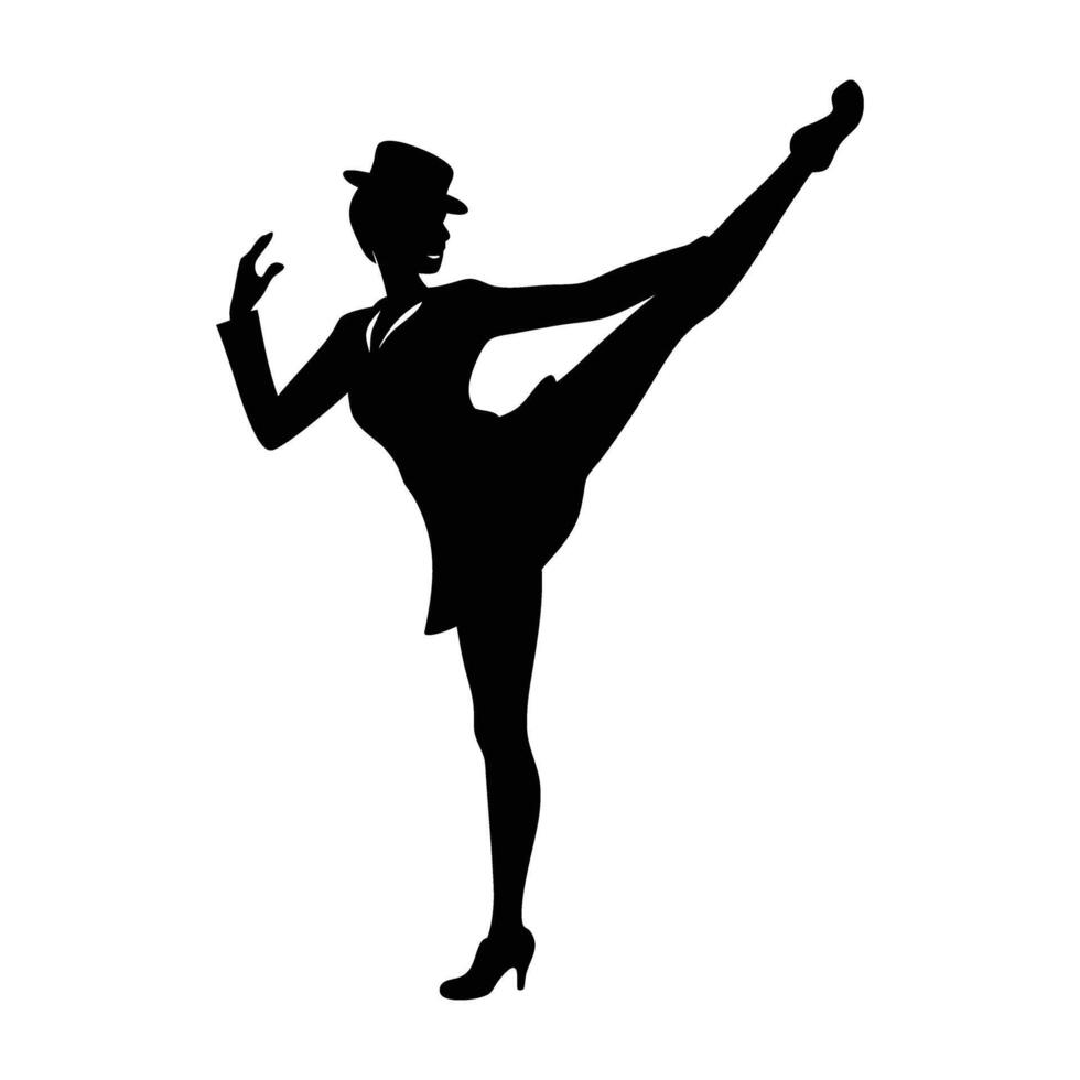 Swing Dancer Kicking One Leg High in a Vibrant Aerial Dance Move vector