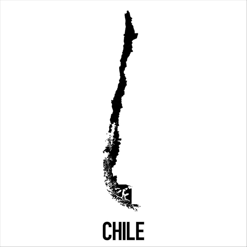 Chile Map - black World Map International template with High detailed isolated on white background vector