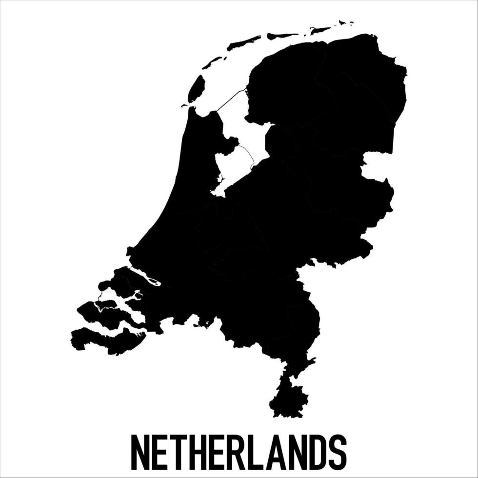 Netherlands Map - black World Map International template with High detailed isolated on white background vector