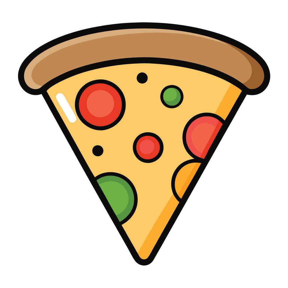 Modern Simple Pizza Slice Icon with Toppings and Isolated Background vector