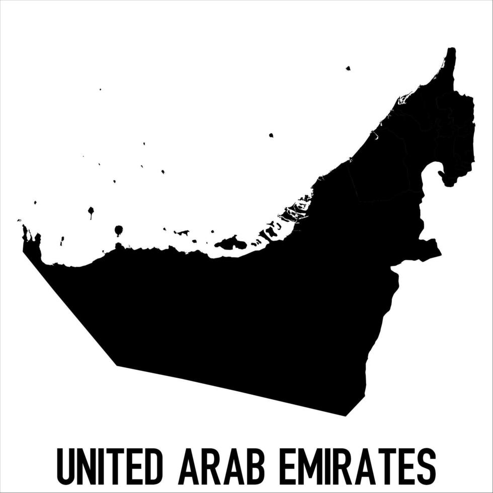 United Arab Emirates Map - black World Map International template with High detailed isolated on white background vector