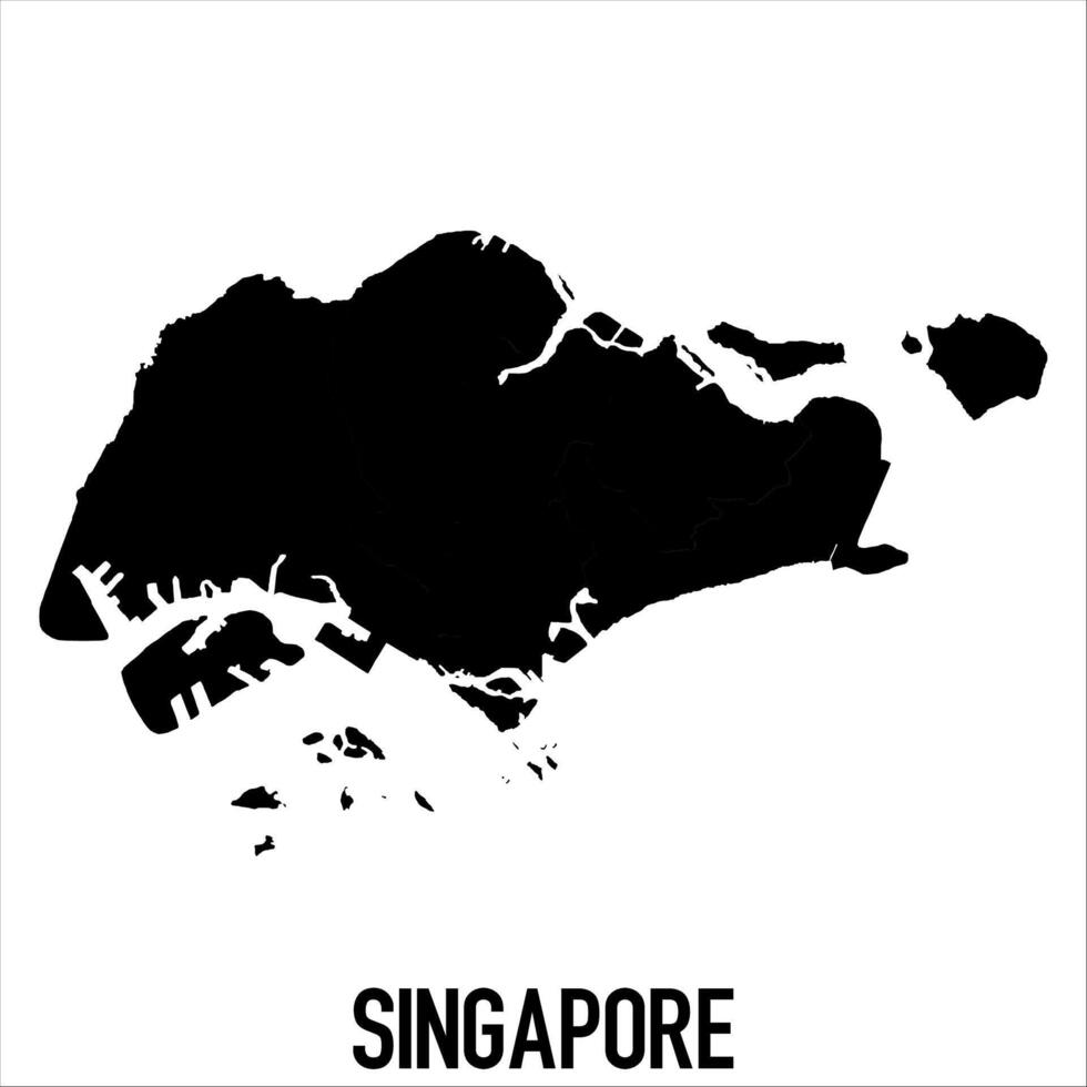 Singapore Map - black World Map International template with High detailed isolated on white background vector