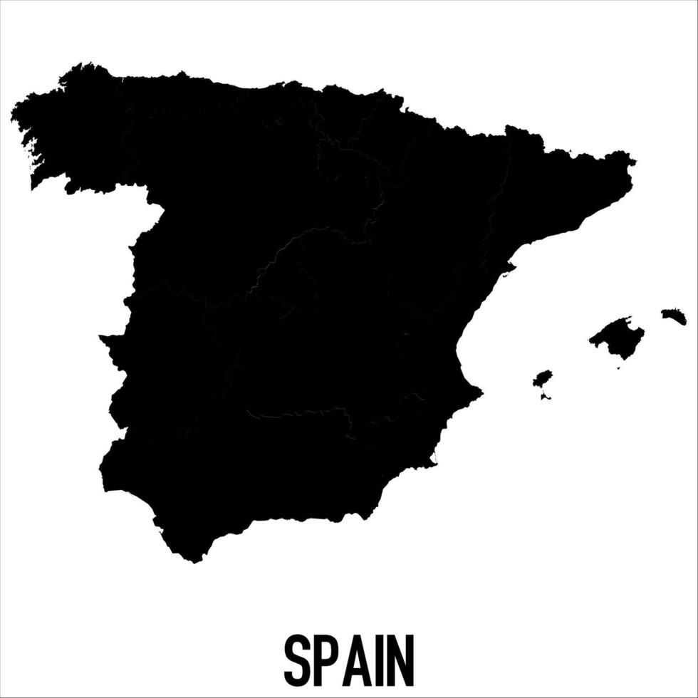 Spain Map - black World Map International template with High detailed isolated on white background vector