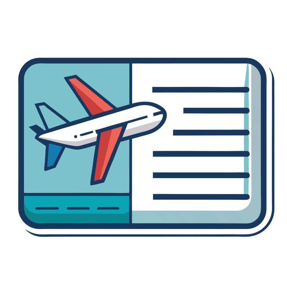 Plane Ticket Icon with Flight Information and Isolated Background vector