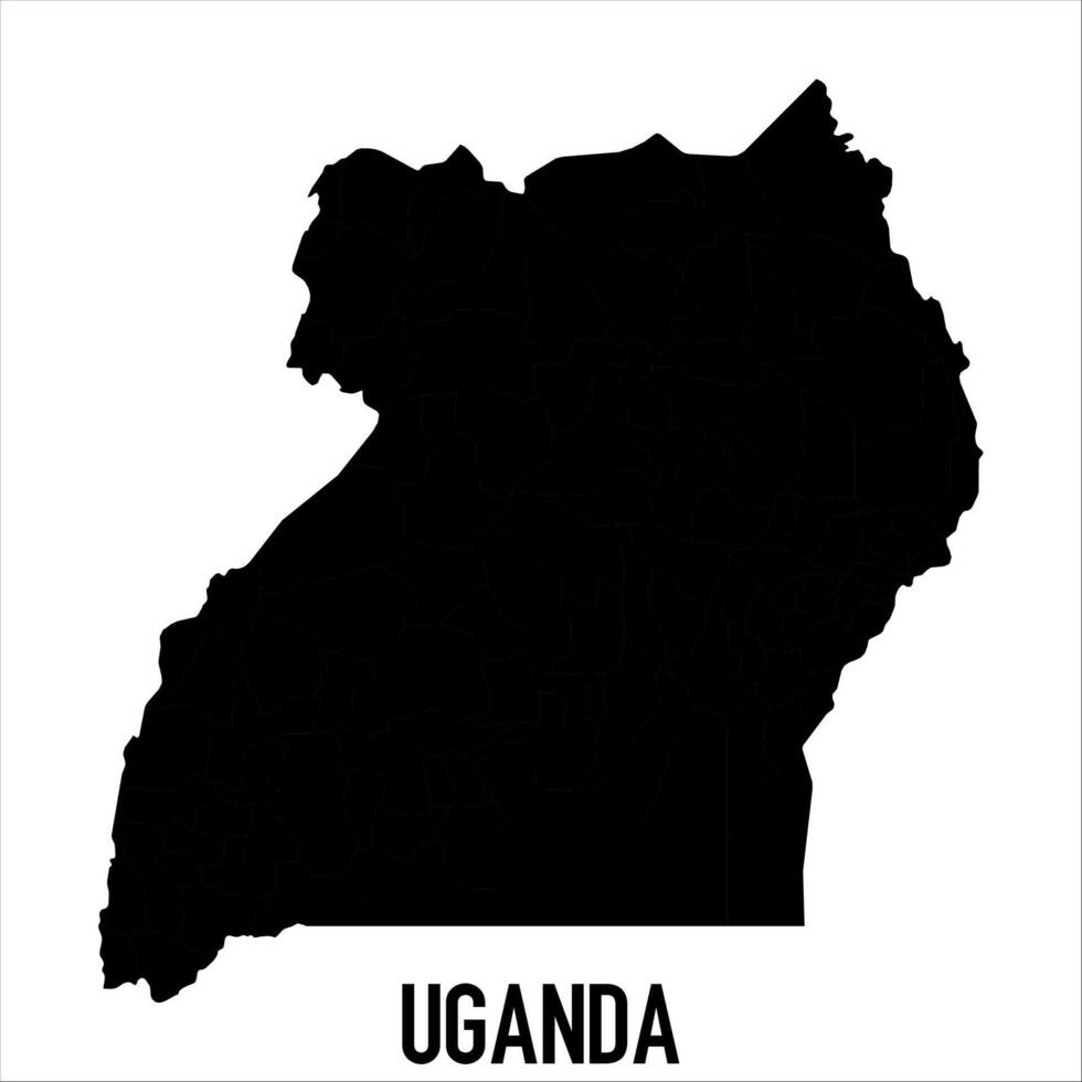 Uganda Map - black World Map International template with High detailed isolated on white background vector