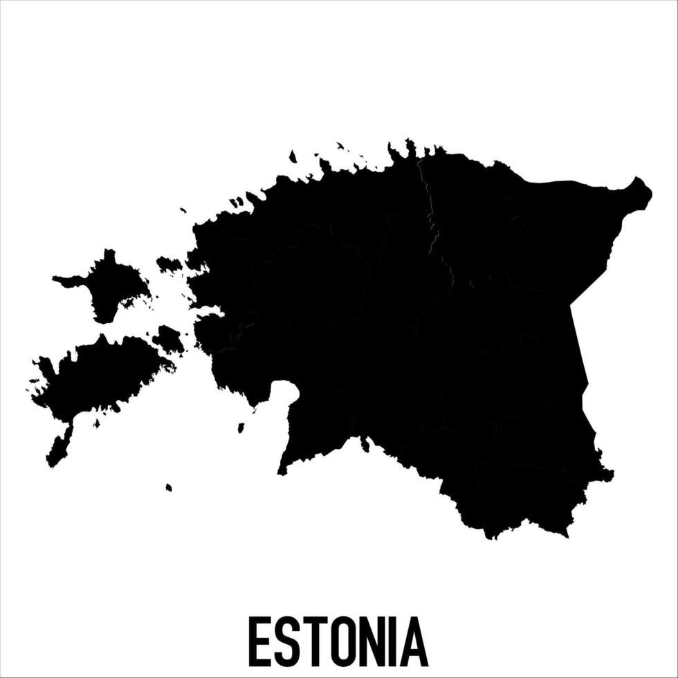 Estonia Map - black World Map International template with High detailed isolated on white background vector