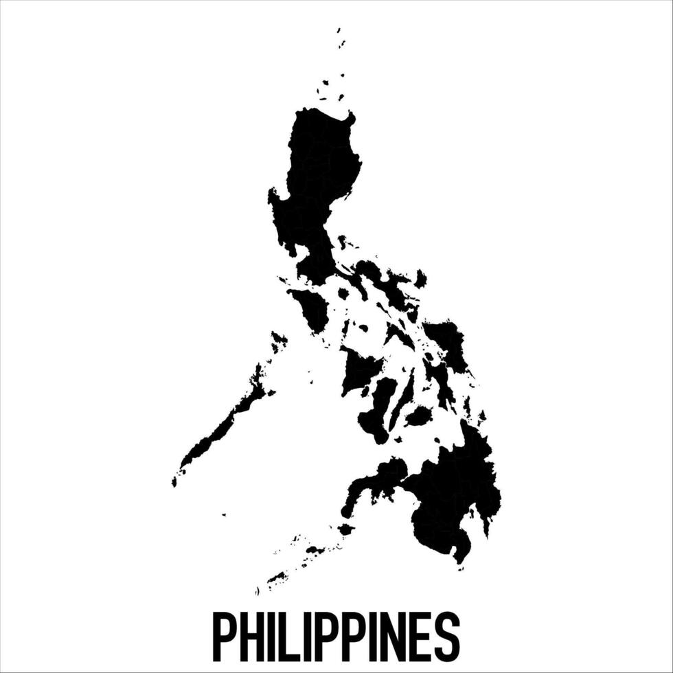 Philippines Map - black World Map International template with High detailed isolated on white background vector