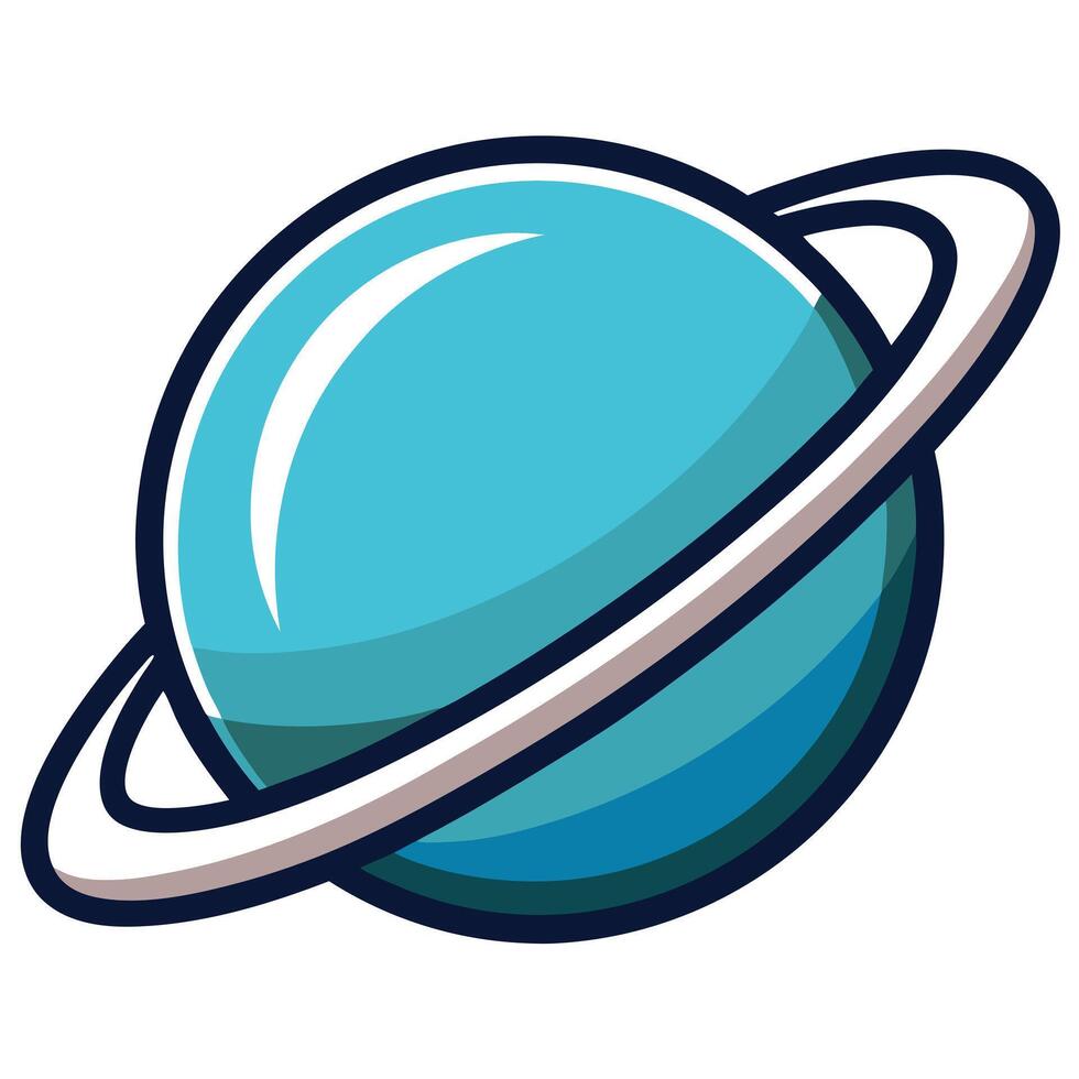 Planet Icon with Rings Representing Orbit and Isolated Background vector