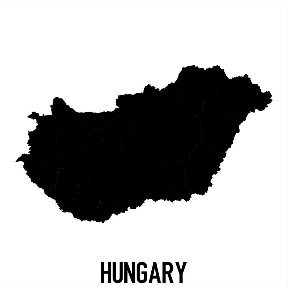 Hungary Map - black World Map International template with High detailed isolated on white background vector