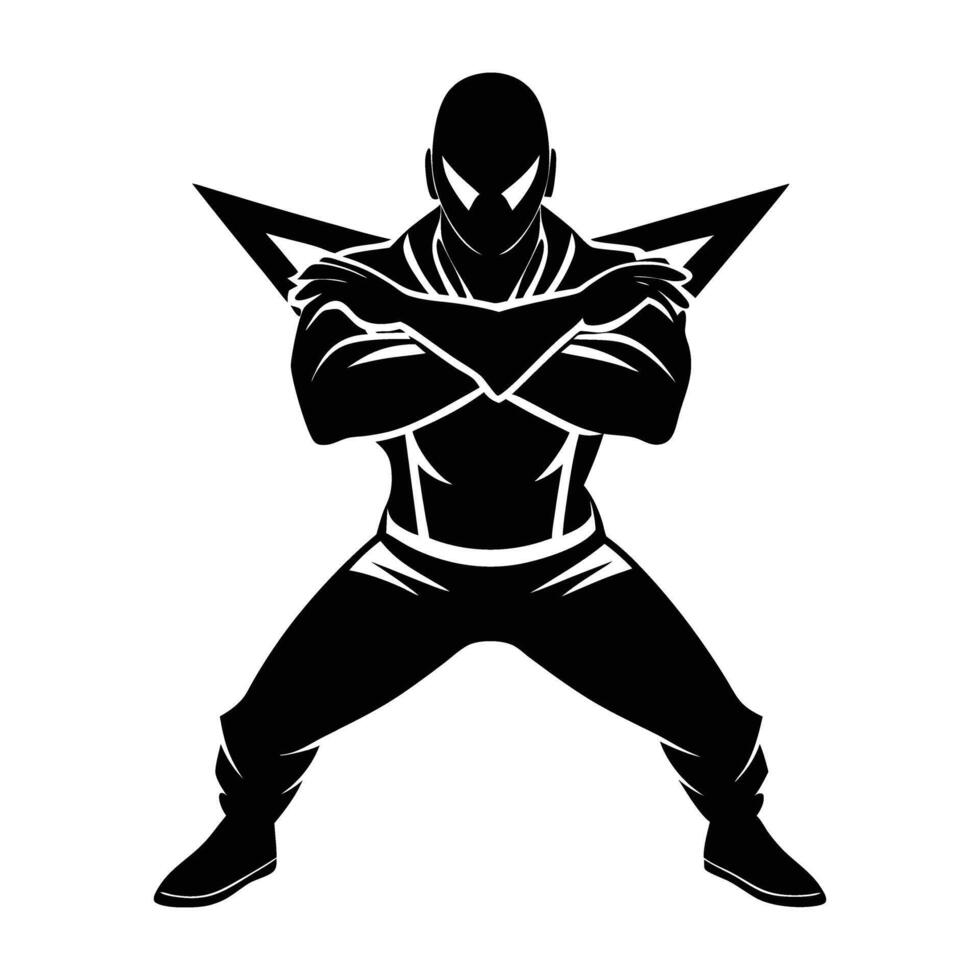 Street dancer in a powerful pose with crossed arms exuding confidence vector