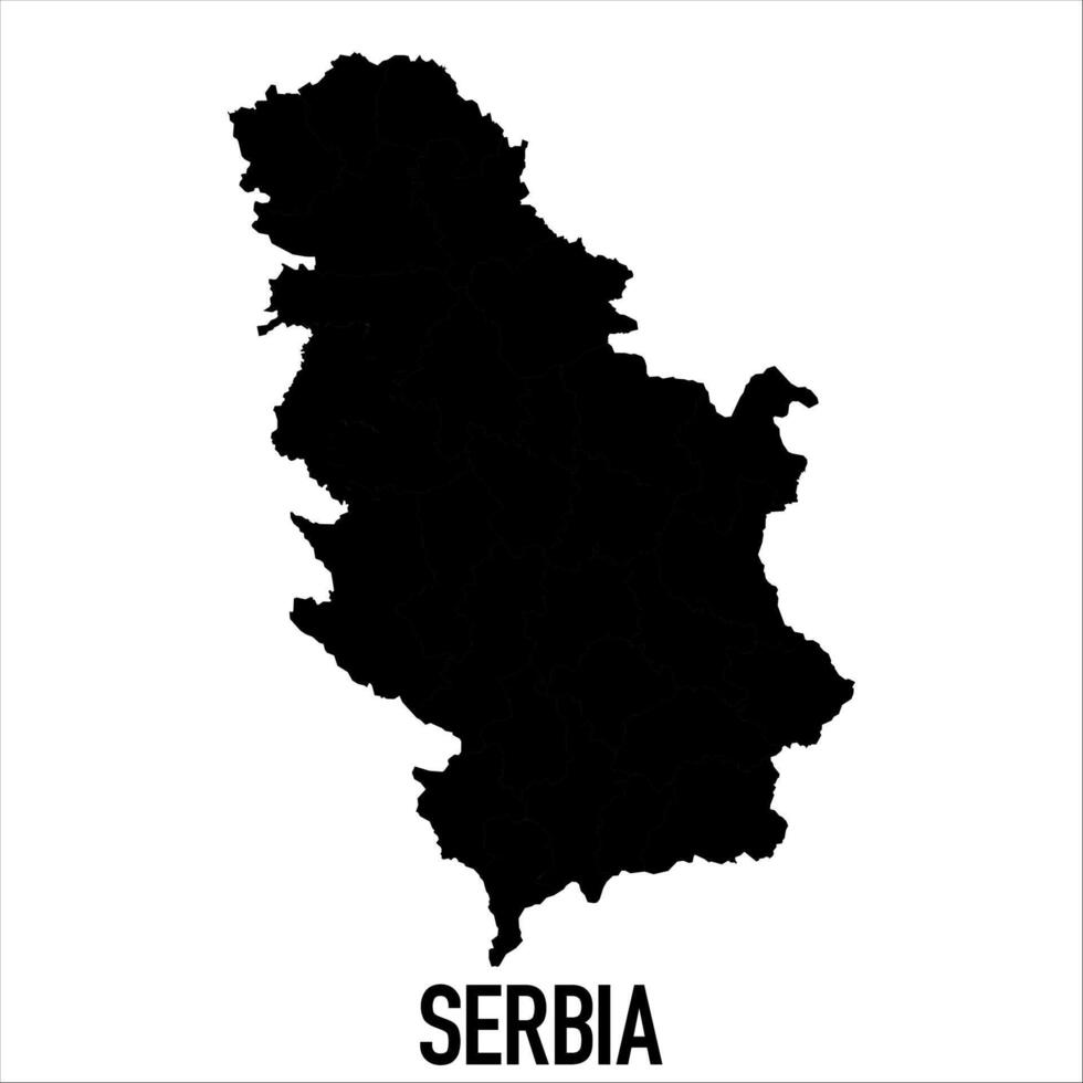 Serbia Map - black World Map International template with High detailed isolated on white background vector