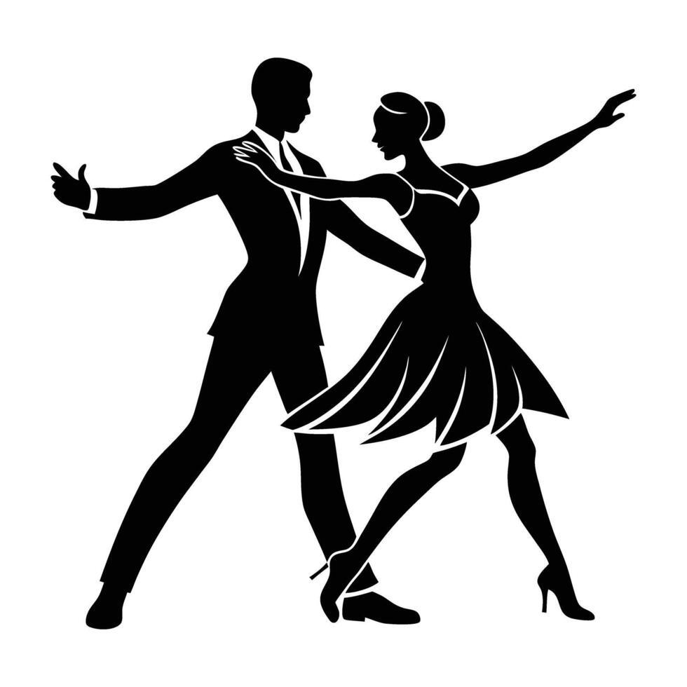 Vibrant salsa dancer reaching out with an extended arm in a dynamic performance silhouette vector