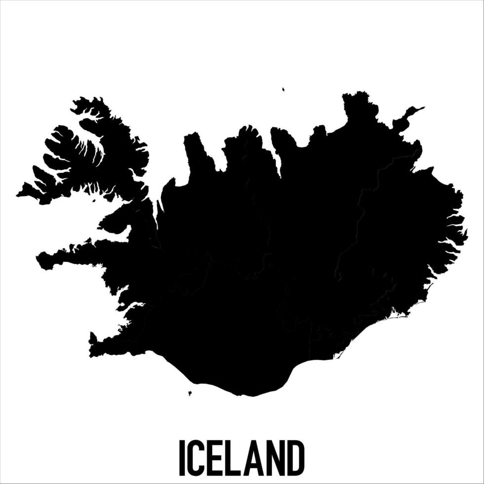 Iceland Map - black World Map International template with High detailed isolated on white background vector