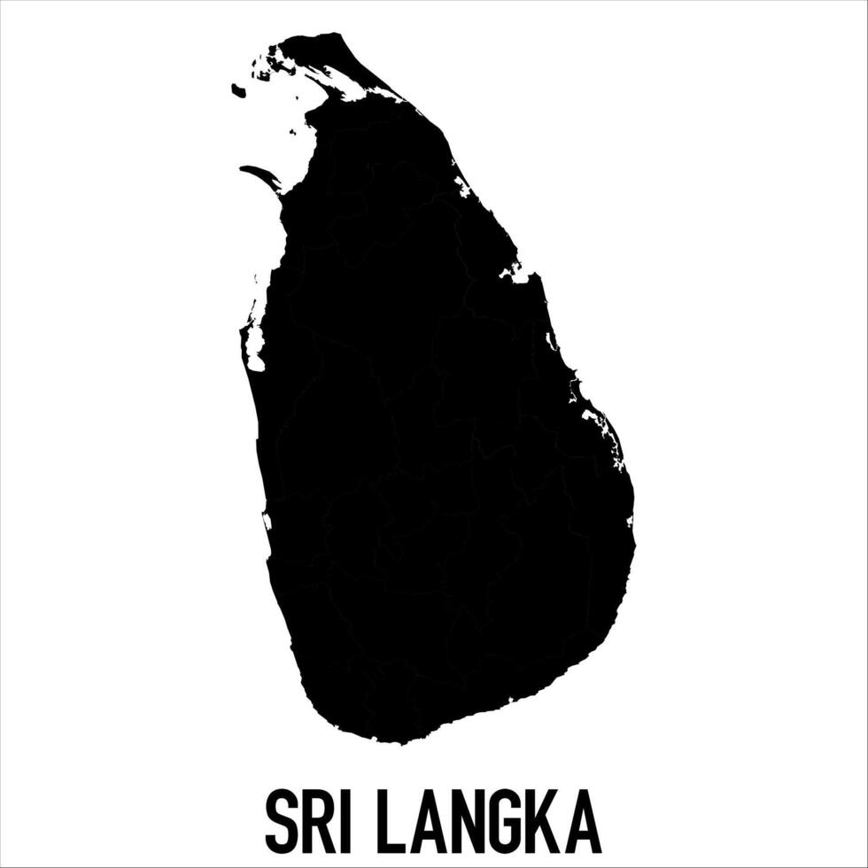 Sri Langka Map - black World Map International template with High detailed isolated on white background vector