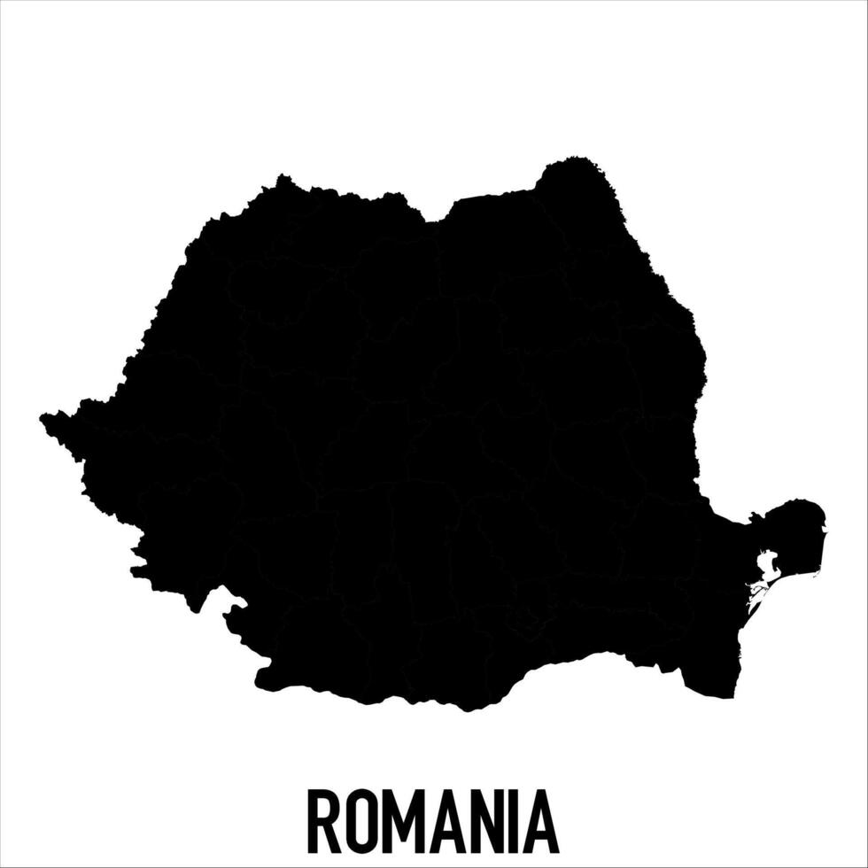 Romania Map - black World Map International template with High detailed isolated on white background vector