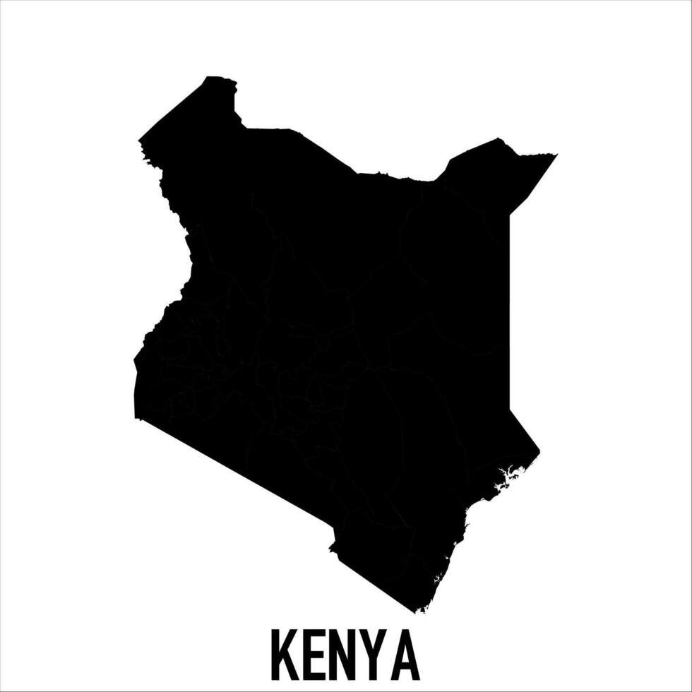 Kenya Map - black World Map International template with High detailed isolated on white background vector