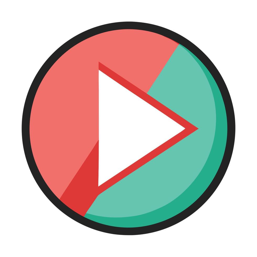 Elegant Triangular Play Button Icon and Isolated Background vector