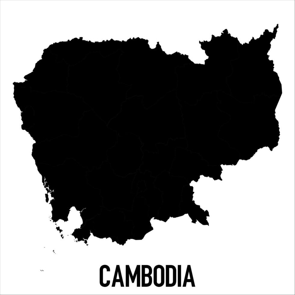 Cambodia Map - black World Map International template with High detailed isolated on white background vector
