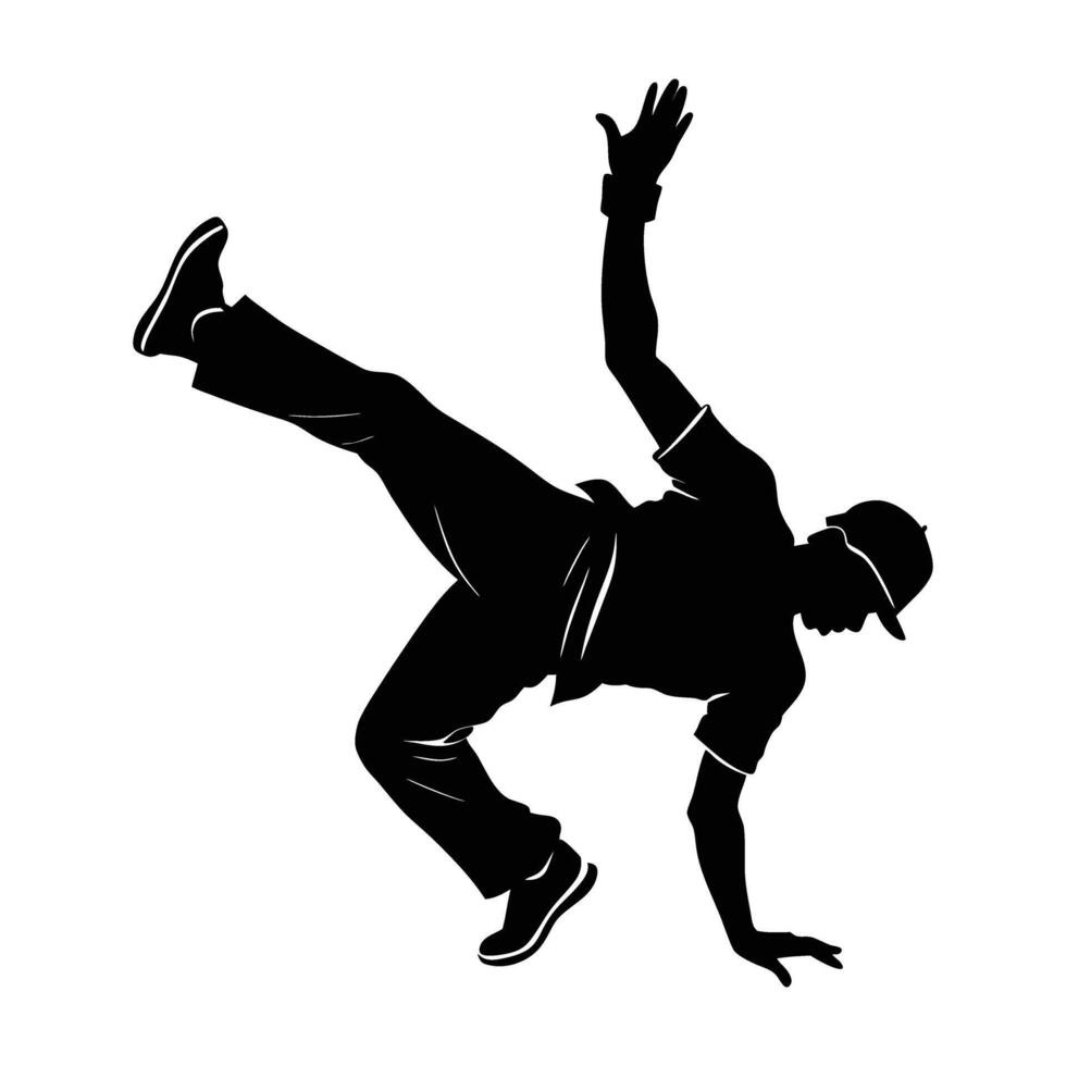 Street dancer suspended mid air executing a breathtaking backflip in motion vector