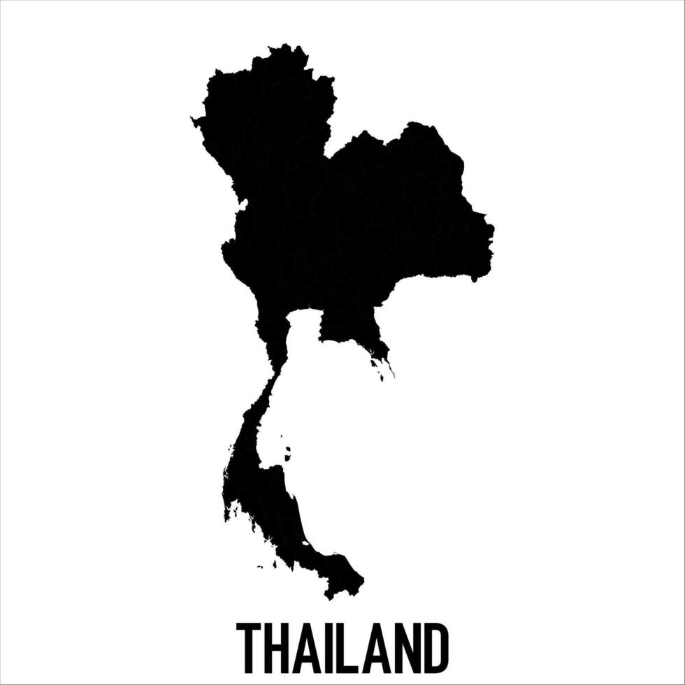 Thailand Map - black World Map International template with High detailed isolated on white background vector