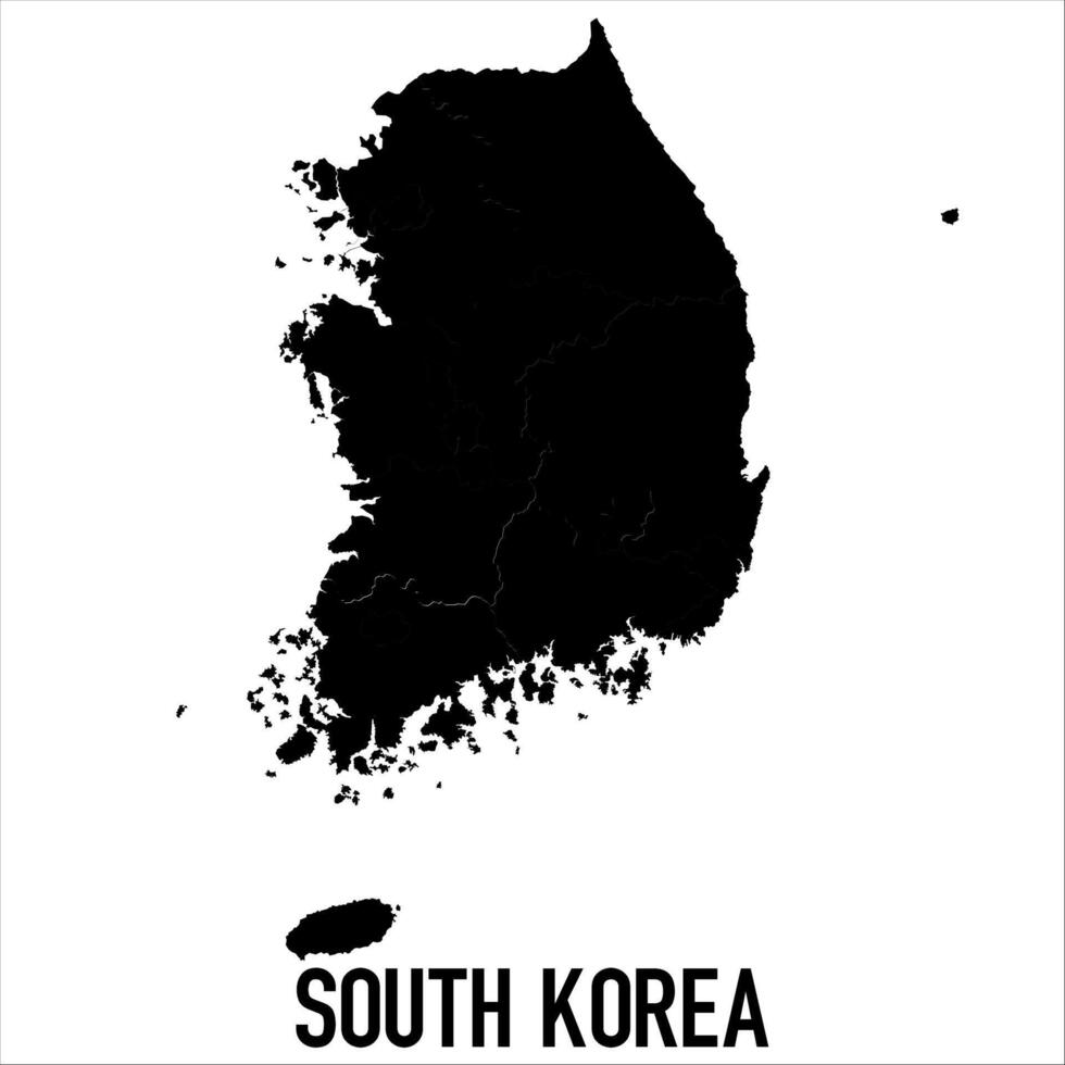 South Korea Map - black World Map International template with High detailed isolated on white background vector