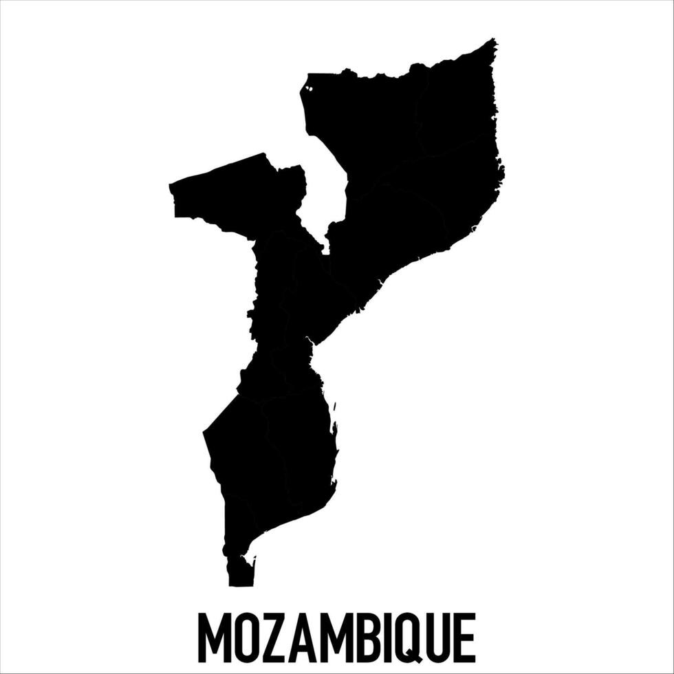 Mozambique Map - black World Map International template with High detailed isolated on white background vector