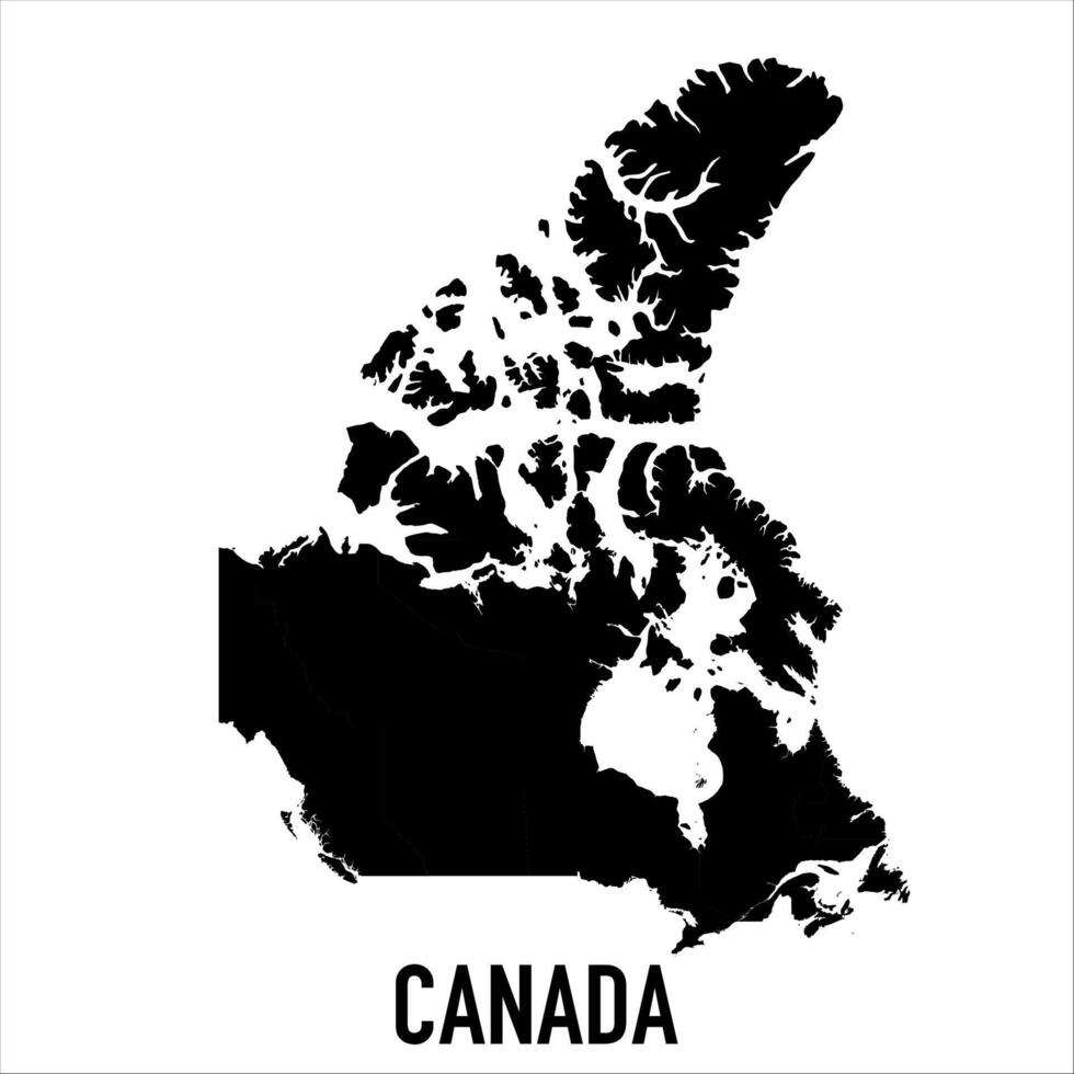 Canada Map - black World Map International template with High detailed isolated on white background vector