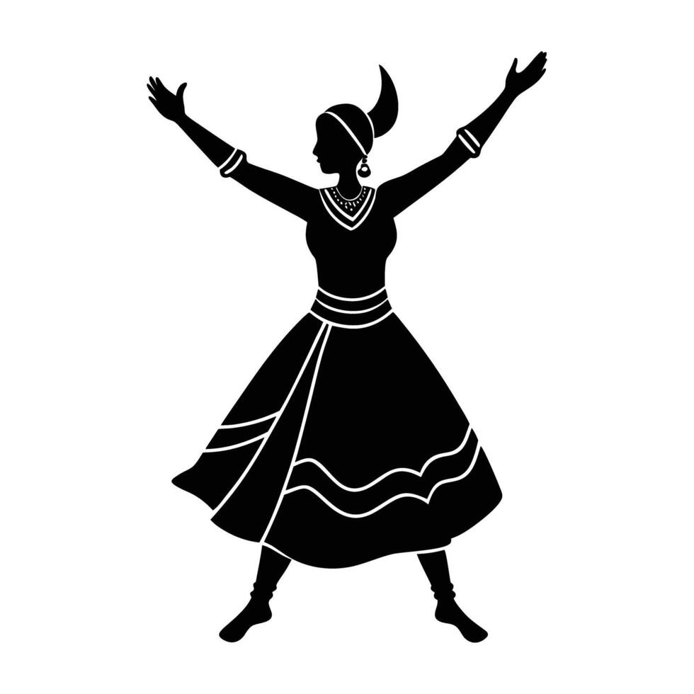 Traditional Folk Dancer with Arms Raised in a Festive Joyful Celebration of Culture vector