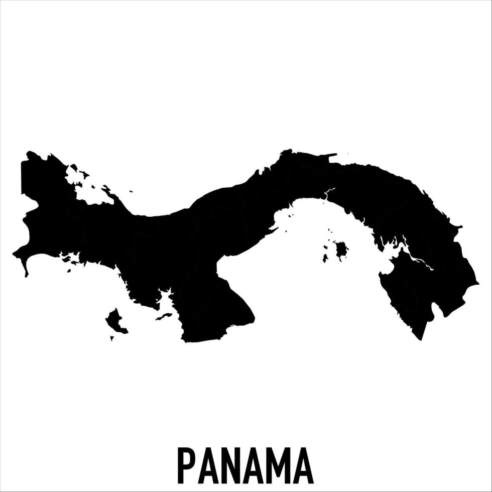 Panama Map - black World Map International template with High detailed isolated on white background vector