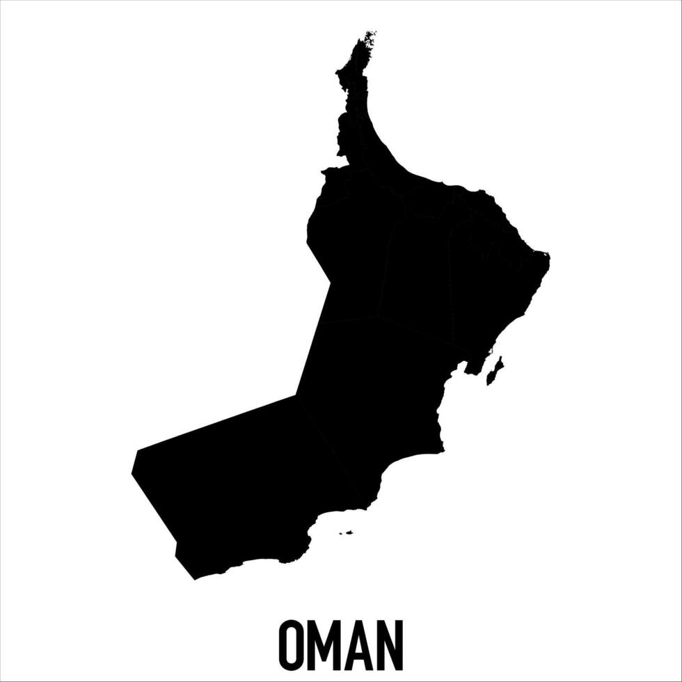 Oman Map - black World Map International template with High detailed isolated on white background vector