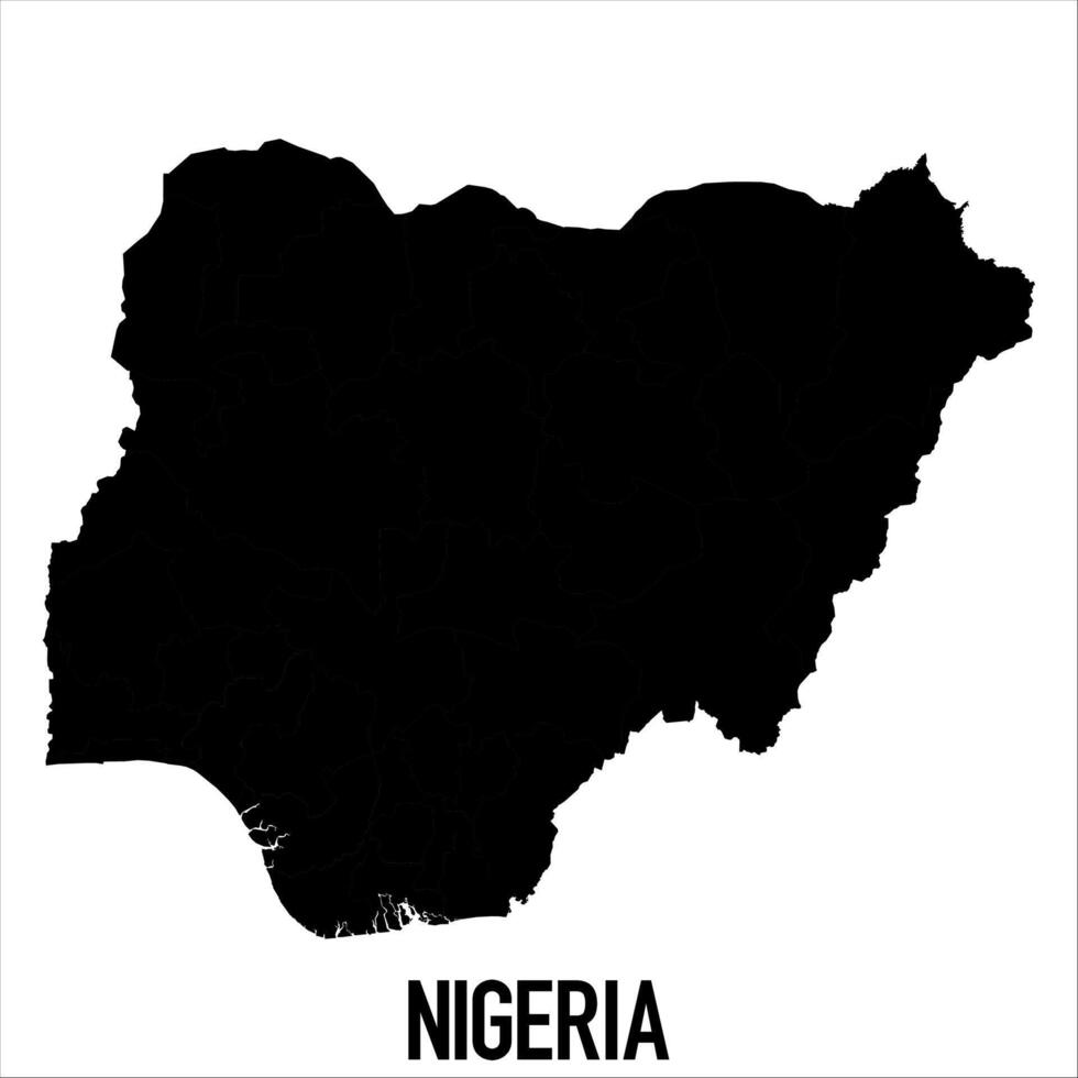 Nigeria Map - black World Map International template with High detailed isolated on white background vector