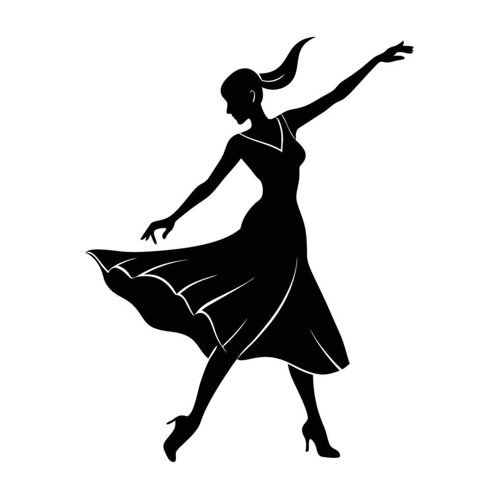 Elegant Tango Dancer Advancing with Graceful Steps in a Dramatic Performance vector